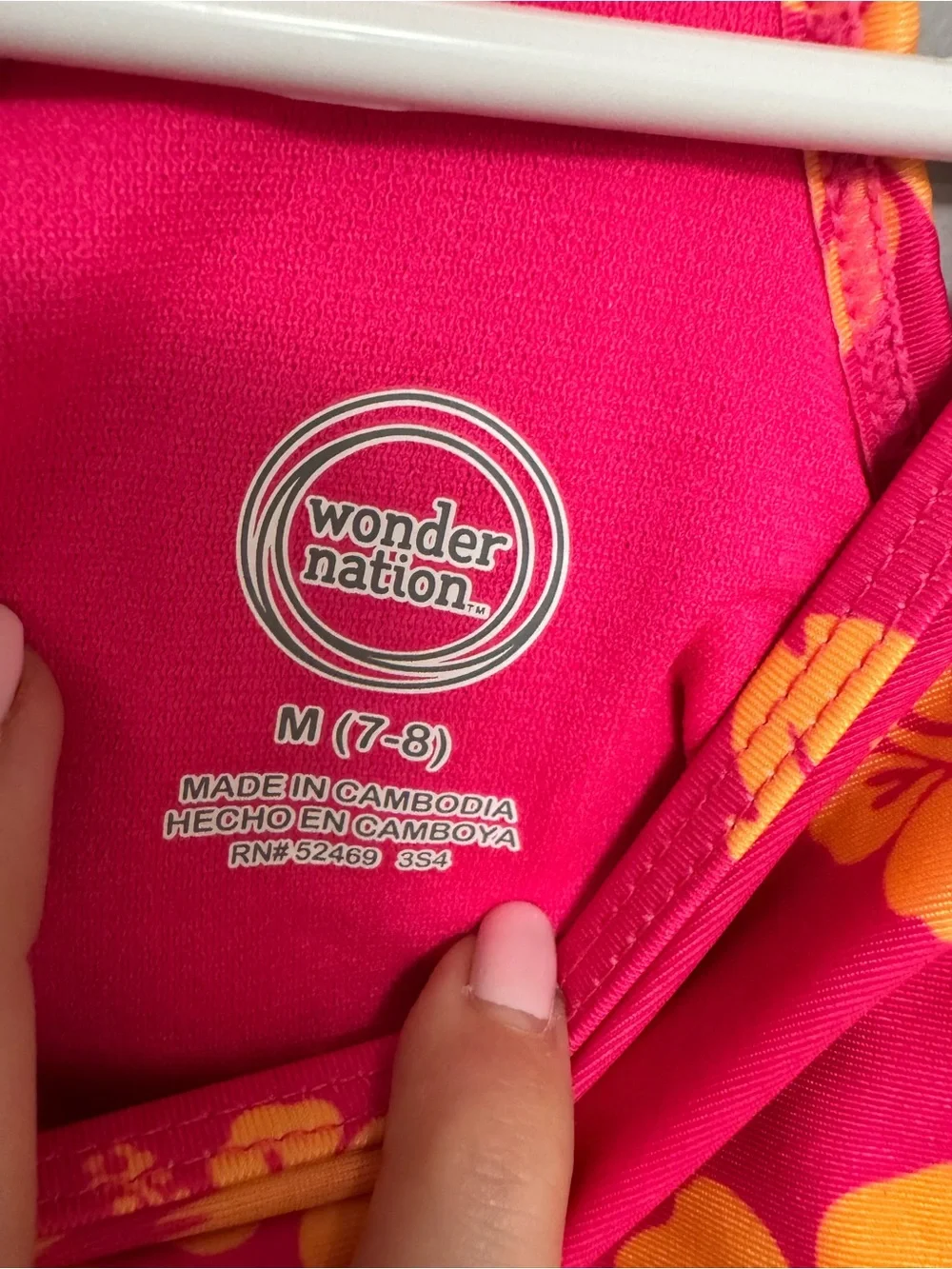 wonder nation Kids Swim Top - Hot Pink & Orange Floral